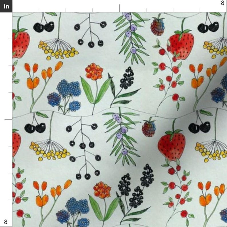 Berries Fabric - Berries By Linsart - Berries Fruit Botanicals Floral Flowers Nature Spring Food Cotton Fabric By The Yard With Spoonflower image 3