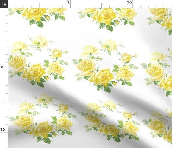 Vintage Yellow Rose Fabric Caroline Yellow Rose Wreath By Etsy