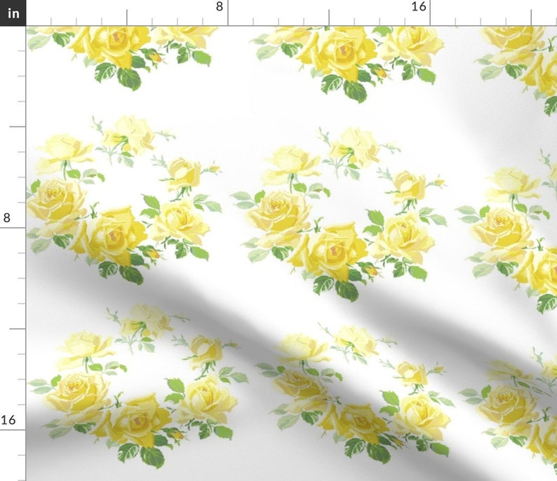 Vintage Yellow Rose Fabric Caroline Yellow Rose Wreath by Etsy