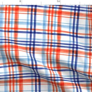 Plaid Fabric - Watercolor Plaid Multi Colored Orange And Blue By Littlearrowdesign - Modern Plaid Cotton Fabric By The Yard With Spoonflower