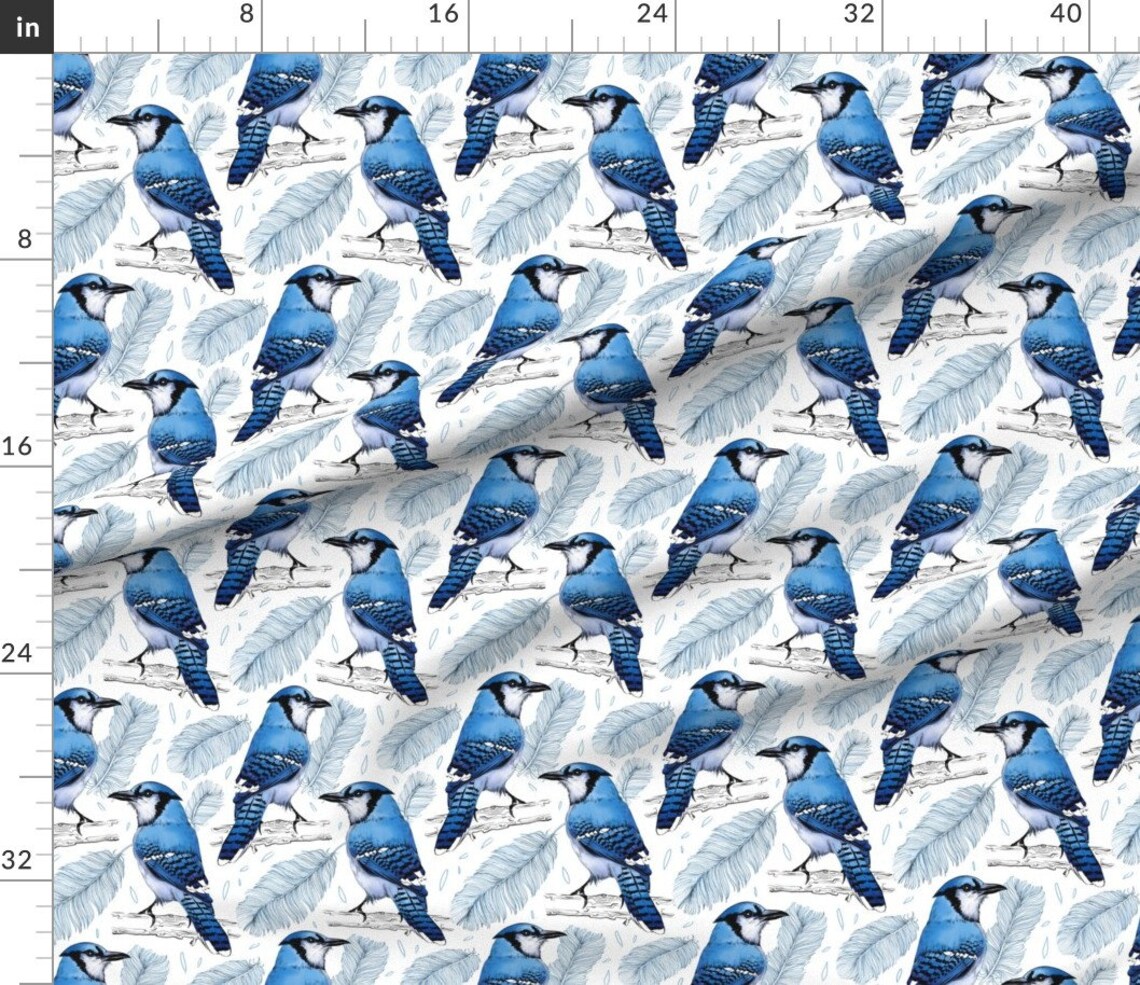 Blue Jays Fabric Blue Jay Bird By Torysevas Blue Jays Etsy