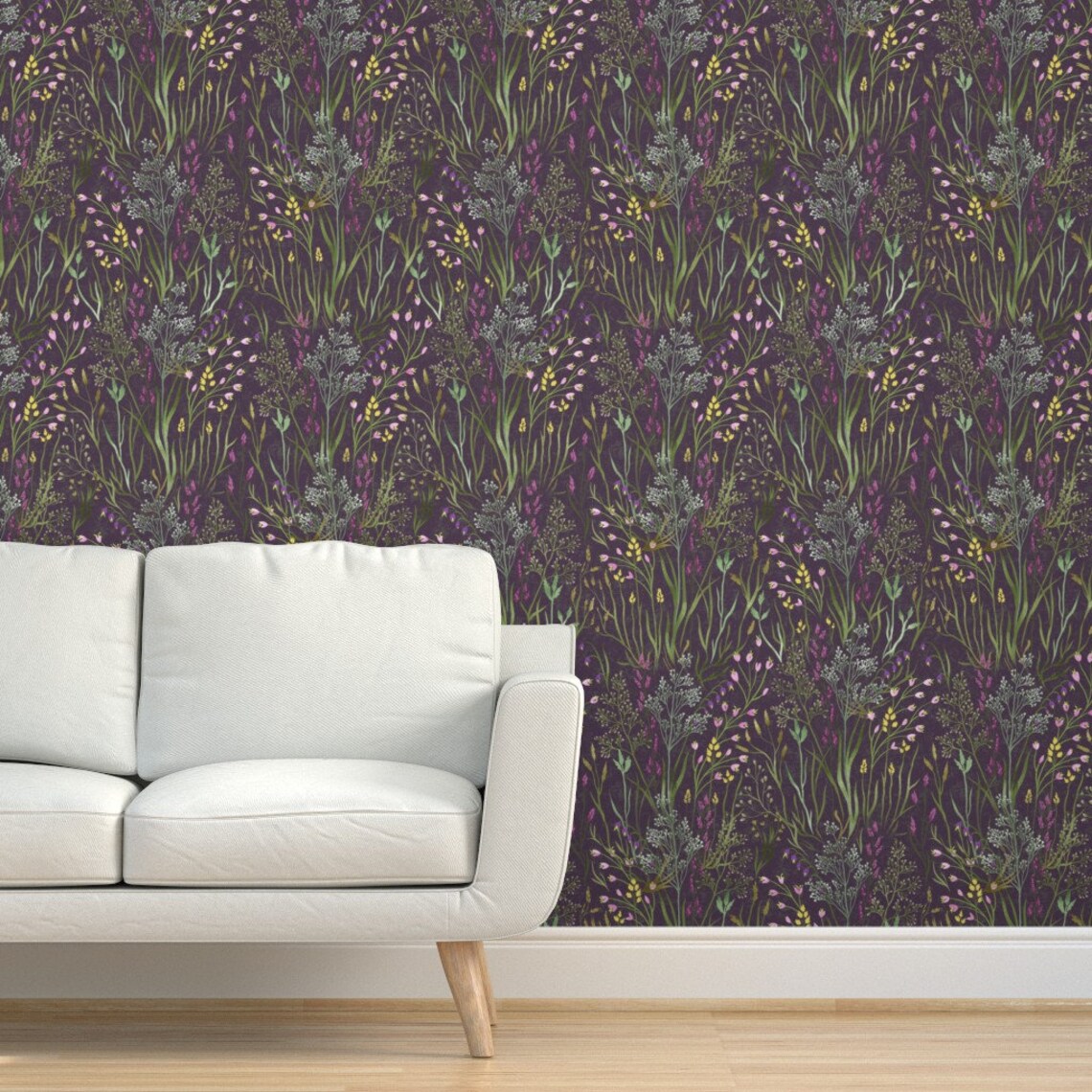 Purple Grasses Wallpaper Wildgrass By Gaiamarfurt Purple Etsy