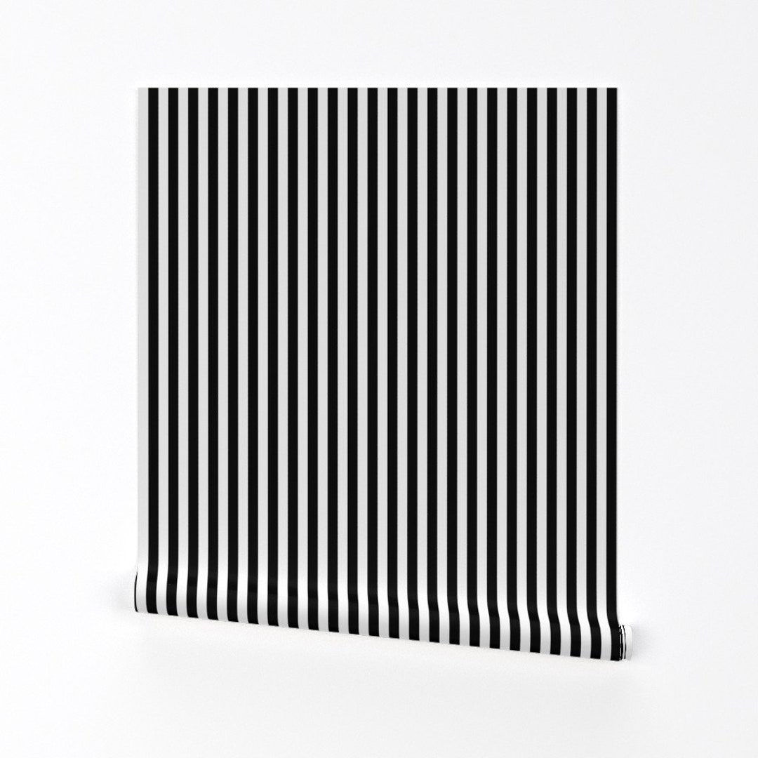 Vertical Stripes Wallpaper Stripes Vertical B W Custom Printed