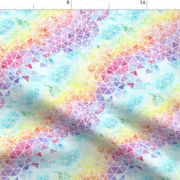 Rainbow Fabric - Rainbow Mosaic By Emeryallardsmith - Rainbow Pastel Geometric White Home Decor Cotton Fabric By The Yard With Spoonflower