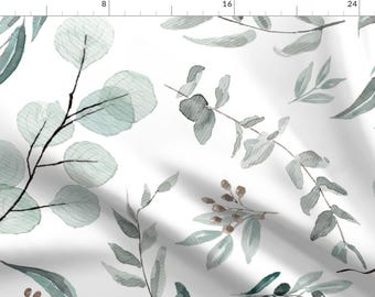 Eucalyptus Fabric - Jumbo Botanical Eucalyptus Australian Native Edition By Erin Kendal - Leaves Cotton Fabric By The Yard With Spoonflower
