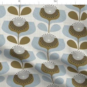 Neutral Botanical Fabric - Scandi Blooms by ottomanbrim - Geometric Flowers 70s Inspired Shapes Fabric by the Yard by Spoonflower
