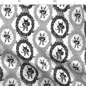Krampus Toile Fabric - Krampus by candyjoyce - Toile De Jouy Winter Black White Fairy Tale Spooky Scary  Fabric by the Yard by Spoonflower