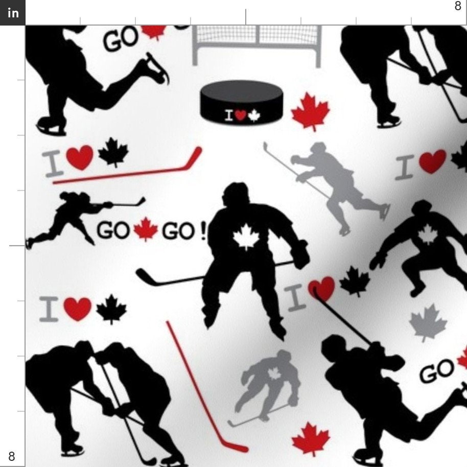 Hockey Fabric Team Canada by Iheartampersands Maple Leaf Etsy Canada