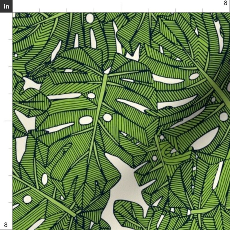 Swiss Cheese Plant Fabric Monstera Leaves Green Pearl by Etsy