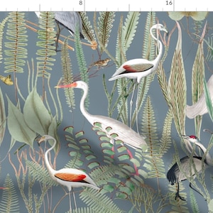 Cranes Fabric - Herons In Marsh by down_river_homegoods - Herons Slate Blue Gray Large Scale Birds Coastal Fabric by the Yard by Spoonflower