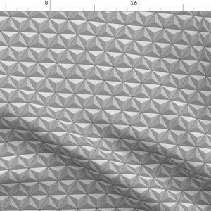 Geometric Fabric - Planetary Spaceship By Brianrechenmacher - Geometric Faceted Triangles Gray Cotton Fabric By The Yard With Spoonflower
