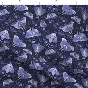 Lunar Moth Fabric - Purple Moths By Artypeaches - Dark Purple Mystical Magical Ethereal Wings Cotton Fabric By The Yard With Spoonflower