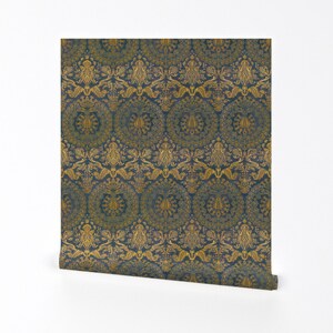 Damask Wallpaper Mediterranean Blue by Peacoquettedesigns - Etsy