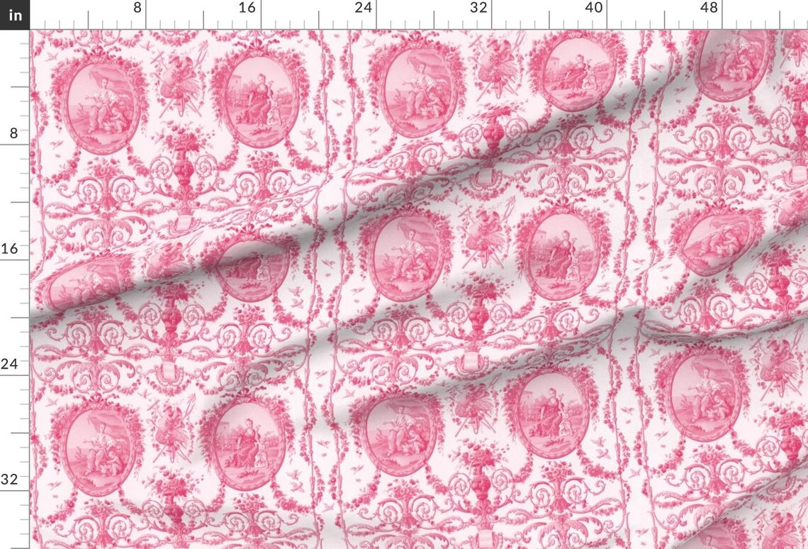 Romantic Pink Rococo Fabric - Pink Rococo Harvest by Peacoquettedesigns ...