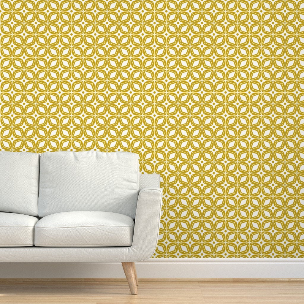 Starburst Tile Wallpaper Starburst Mod Yellow by - Etsy