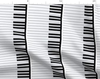 Piano Fabric - Piano Keys By Jadegordon - Black and White Piano Keys Cotton Fabric By The Yard With Spoonflower