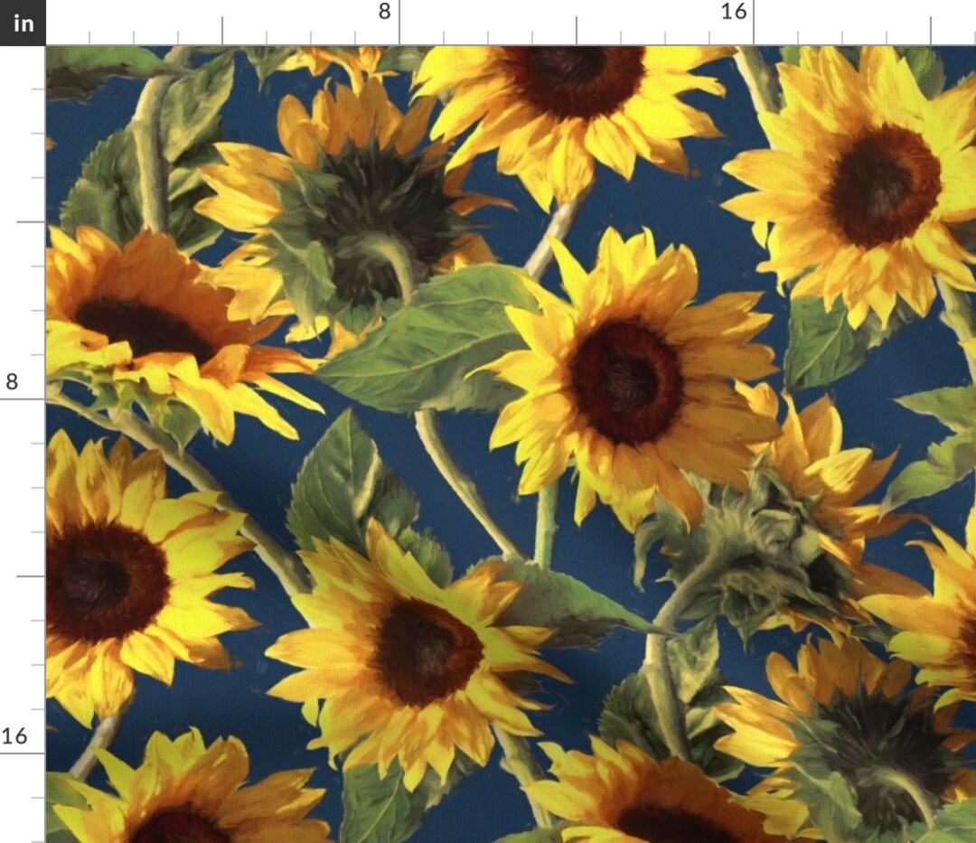 Sunflower Fabric Summer Floral Boho Bohemian Sunshine Yellow Etsy