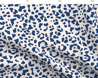 Leopard Pattern Fabric - Leopard Pattern By Exotic Vector - Leopard Animal Print Navy Beige Cotton Fabric By The Yard With Spoonflower