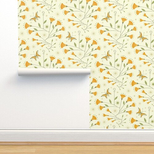 Mid Century Wallpaper Large Scale Mid Century Modern Neutral Etsy