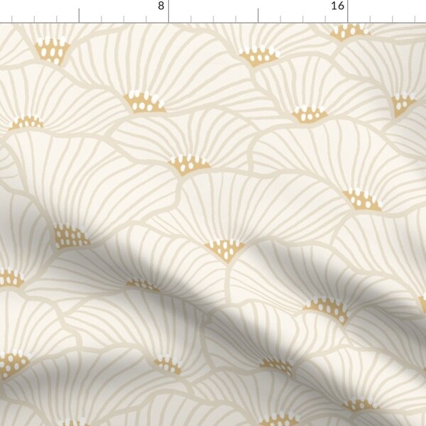 Modern Floral Fabric - Poppy Sun by amy_maccready - Neutral Petal Soft Feminine Lines Shells Scallops Fabric by the Yard by Spoonflower