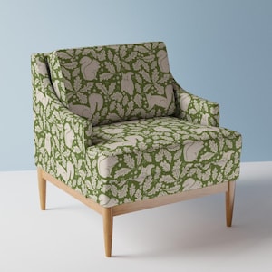 Squirrels On Green Upholstery Fabric- Squirrels by riveroakstudio - Oak Leaves Acorns Woodland Animals  Fabric By The Yard With Spoonflower