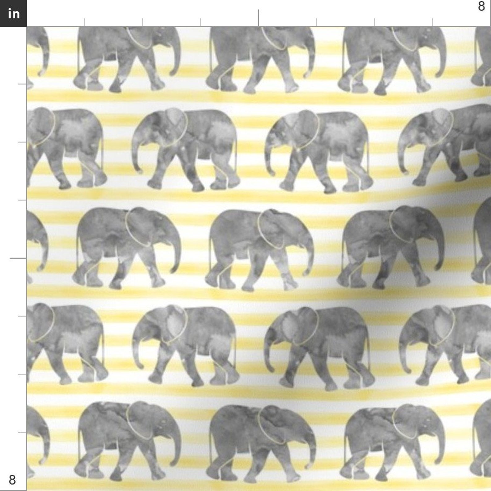 Baby Elephant Fabric Baby Elephants Yellow Stripes by Etsy