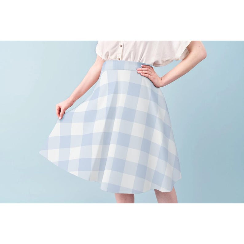 Blue Pastel Buffalo Apparel Fabric - Chambray Blue Gingham by dept_6 - Large Scale Pale Picnic Gingham Tartan Clothing Fabric by Spoonflower image 4