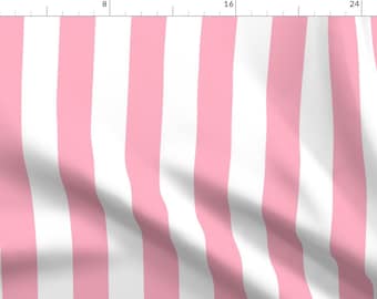 Pink Cabana Stripe Apparel Fabric - Wide Vertical Palm Beach  by paper_and_frill - Vertical White Wide Palm Clothing Fabric by Spoonflower