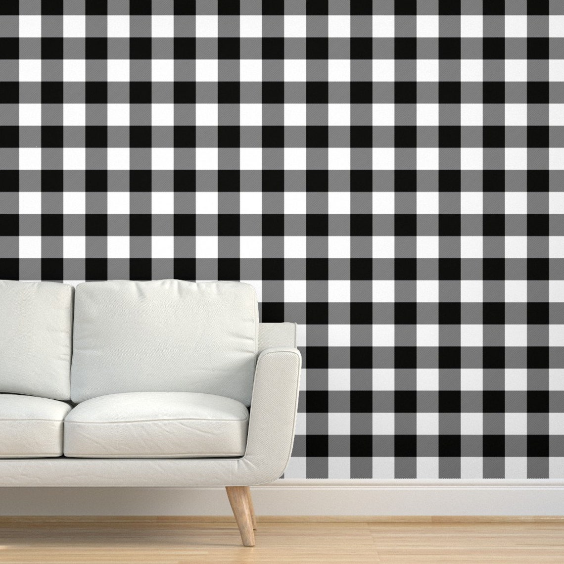 Buffalo Check Wallpaper Buffalo Check Black White by - Etsy