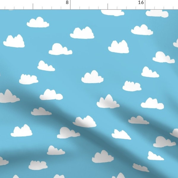 Clouds Fabric - Clouds // Soft Pastel Baby Blue Nursery By Andrea Lauren - Blue Cloud Sky Nursery Cotton Fabric By The Yard With Spoonflower