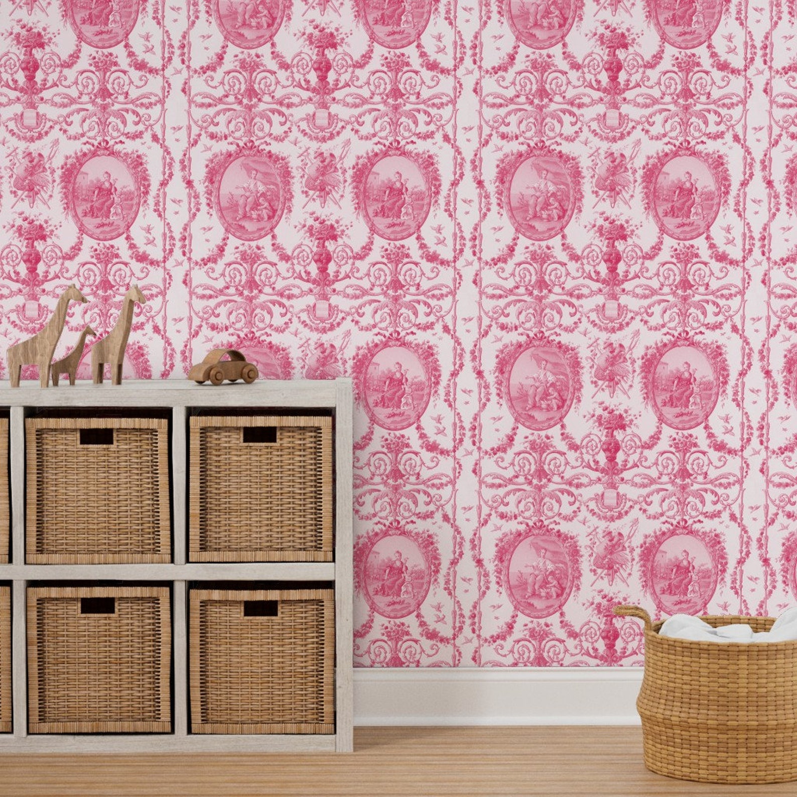 Rococo Wallpaper Pink Dawn Rococo Harvest by - Etsy