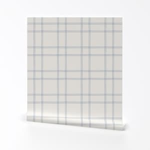 Farmhouse Check Removable Peel and Stick Wallpaper - Soft Blue And Cream - Wall Art Wall Decor - Watercolor Plaid by danika_herrick