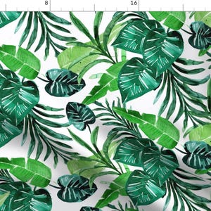 Tropical Leaves Fabric - Tropical-Greens//White By Crystal Walen - Tropical Leaves Nature Green Cotton Fabric By The Yard With Spoonflower