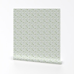 Greenery Wallpaper - Soft Eucalyptus By Daily Miracles - Green White Leaves Foliage Removable Self Adhesive Wallpaper Roll by Spoonflower