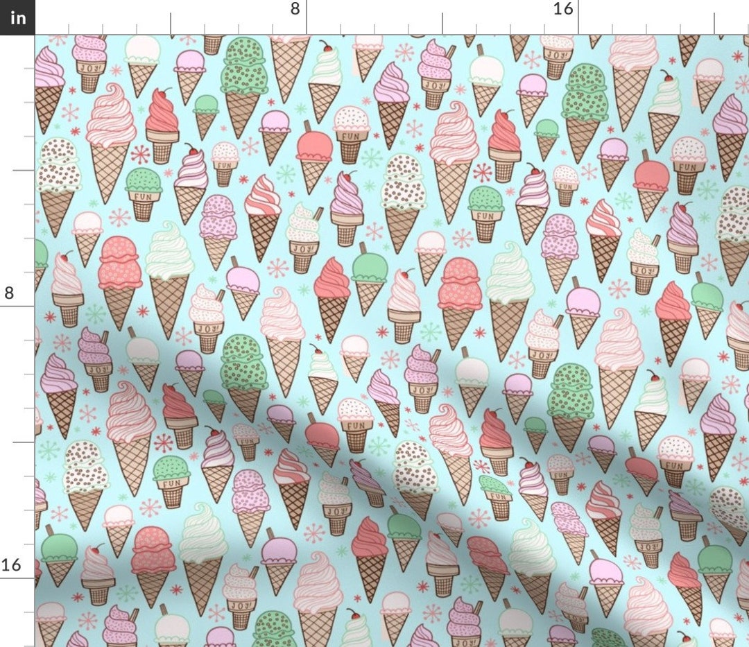 Ice Cream Cone Fabric Ice Cream on Blue by Kristinnohe Etsy