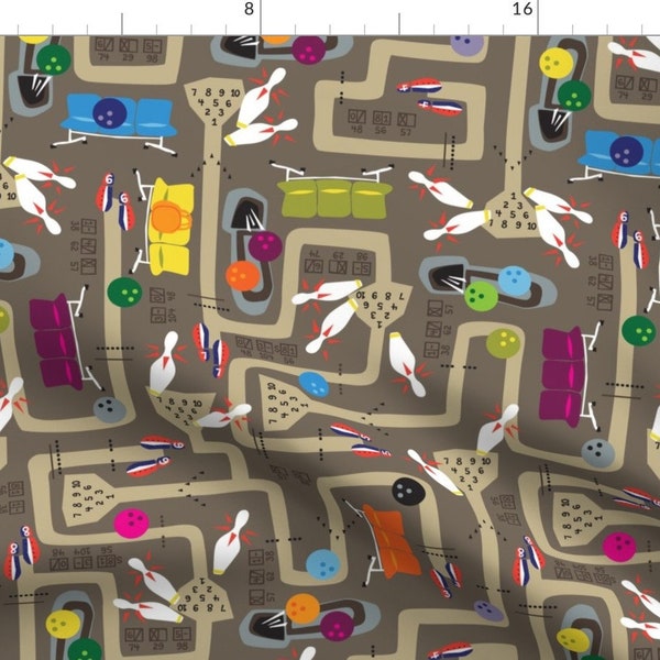 Bowling Pins Fabric - Stop, Drop And Roll By Sammyk - Bowling Cotton Fabric By The Yard With Spoonflower