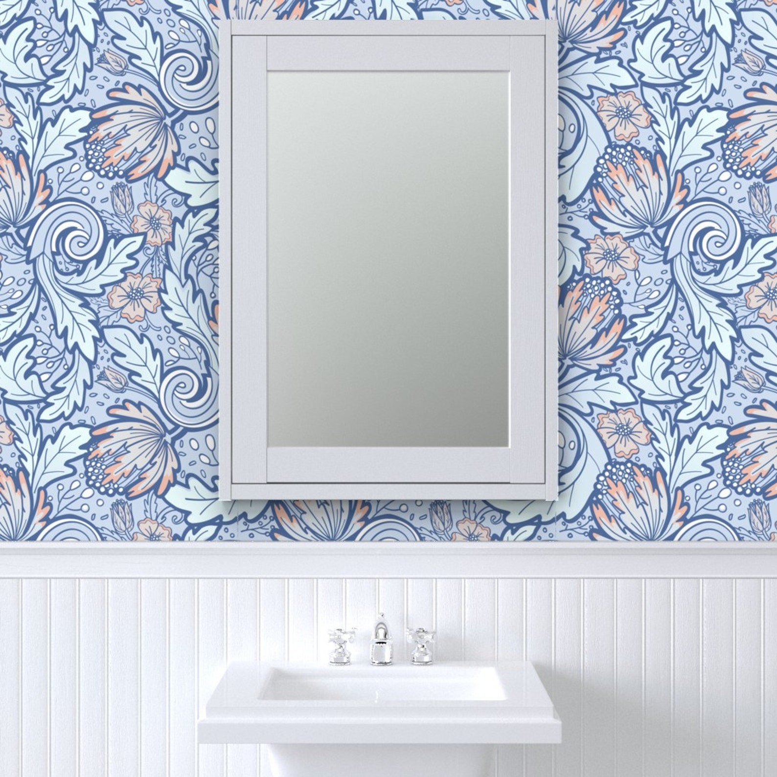 Rococo Wallpaper Rococo Periwinkle Blue By Susan Long | Etsy