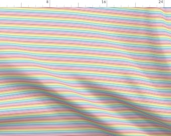 Rainbow Stripes Fabric - Tiny Rainbow Stripes 1 By Misstiina - Rainbow Stripes Geometric Colorful Cotton Fabric By The Yard With Spoonflower