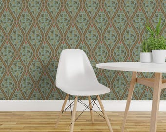 Renaissance-Tapete – Waldschlange von Muhlenkott – Renaissance-Tapetenrolle, individuell bedruckt, abnehmbar und selbstklebend, erhältlich bei Spoonflower