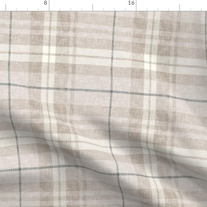 Soft Autumn Plaid Fabric - Neutral Fall Plaid by littlearrowdecor - Tartan Neutral Cool Brown Rustic Fall Fabric by the Yard by Spoonflower