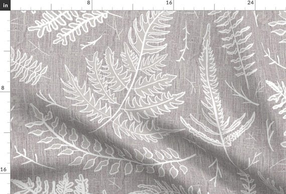 Neutral Bedding Fabric - Fern Airy Taupe Woodland Neutral By Bridgettstahlman - Neutral Bedding Cotton Fabric By The Yard With Spoonflower
