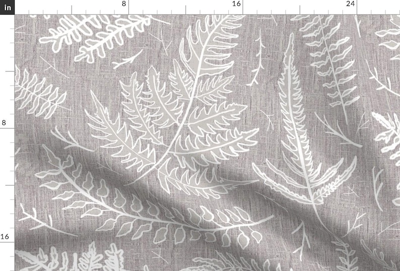 Neutral Bedding Fabric - Fern Airy Taupe Woodland Neutral By Bridgettstahlman - Neutral Bedding Cotton Fabric By The Yard With Spoonflower image 1