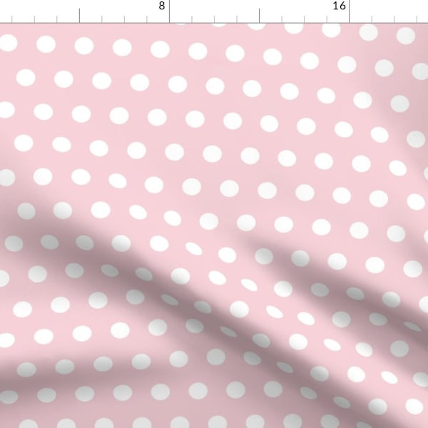 Pink Fabric - Pink Polka Dots  by unasomerville -  Bright Polka Dots Pale Pink Ditsy Large Scale Dots  Fabric by the Yard by Spoonflower