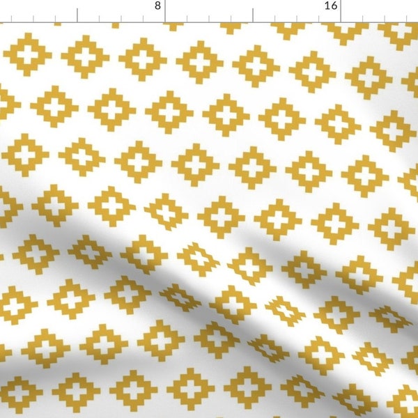 Yellow Tribal Diamonds Fabric - Gold Aztec By Ivieclothco - Yellow Geometric Desert Diamonds Cotton Fabric By The Yard With Spoonflower