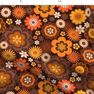 1970s Hippie Fabric - Retro 70s Floral by priraj_designs - Groovy Daisies Flower Power Boho Fabric by the Yard by Spoonflower