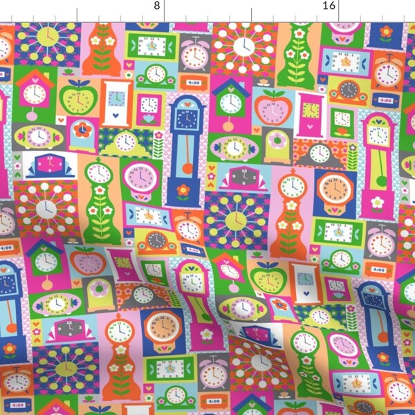 Clock Fabric Etsy