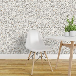 Dogs Wallpaper - Neutral Pop Doodle Dogs By Cooper+Craft - Dogs Custom Printed Removable Self Adhesive Wallpaper Roll by Spoonflower