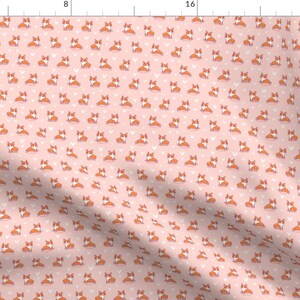 Corgi Fabric - Corgi By Stolenpencil - Corgi Love Hearts Dog Animal Blush Orange White Cotton Fabric By The Yard With Spoonflower