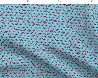 Blue and Red Crabs Fabric - Crabsaqua-Blue By Sarah Treu - Nautical Beach Childrens Nursery Cotton Fabric By The Yard With Spoonflower