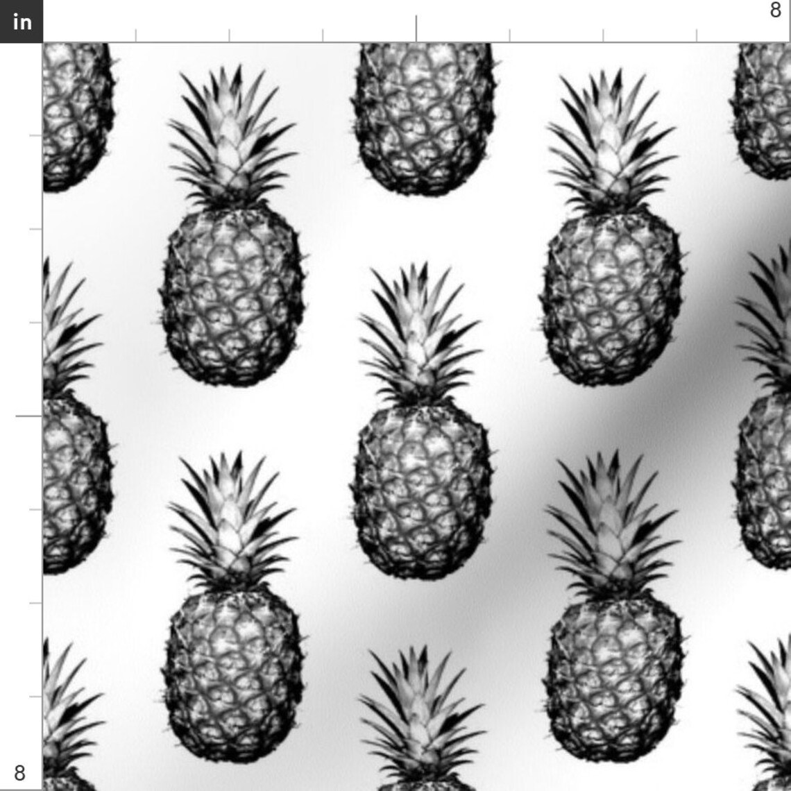 Pineapple Fabric Black and White Pineapples Medium Tiling Etsy